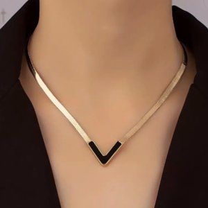 18k Gold Plated V-Shaped Snake Chain Necklace